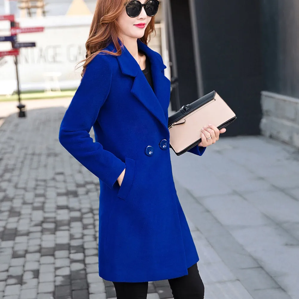 

Women Winter Jacket Ladies Fashion Elegant Warm Woolen Coat Cashmere Like Solid Thicker Parka Cardigan Slim Coat Plus Size M-6XL