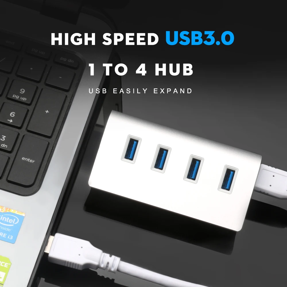 Высокоскоростной тонкий USB разветвитель 3 0 алюминиевый 4 портовый адаптер для ПК