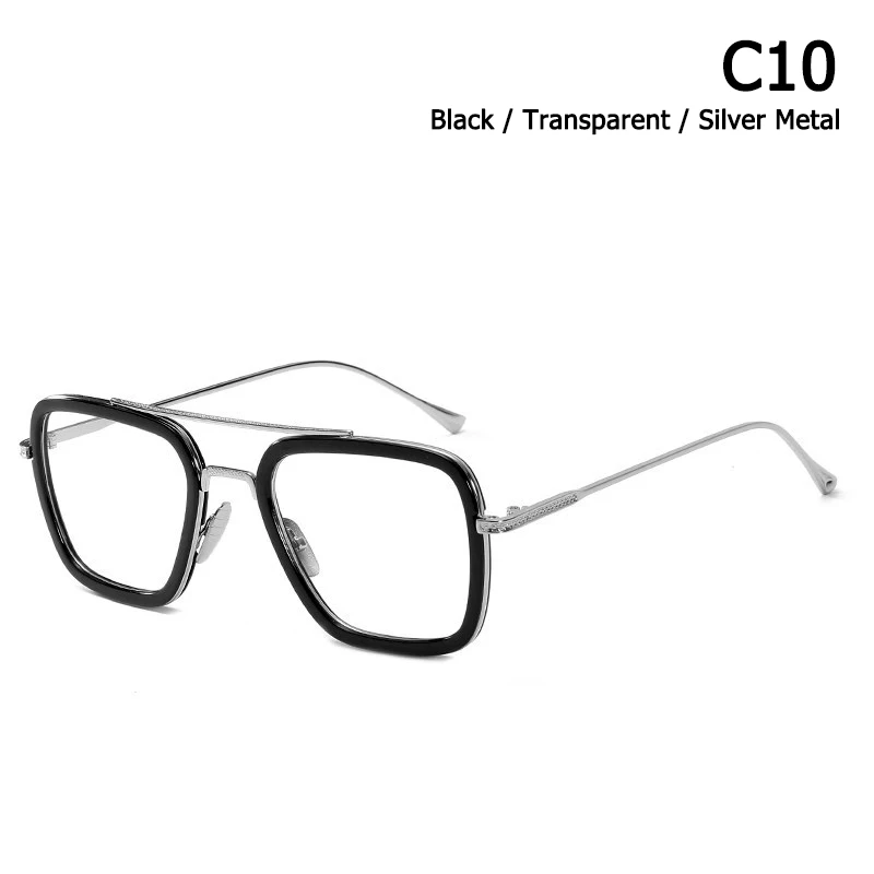 C10 Transparent JackJad, модные Мстители, Тони Старк, полёт 006, стильные солнцезащитные очки, мужские, квадратные, авиационный бренд, дизайнерские солнцезащитные очки, Oculos De Sol - Цвет линз: C10 Transparent