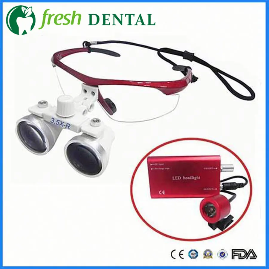 2.5X Dental Loupes Head Light Dental Glasses 420mm LED Lamp Portable Loupes Surgical Medical CE Proved Dental Equipment SL703