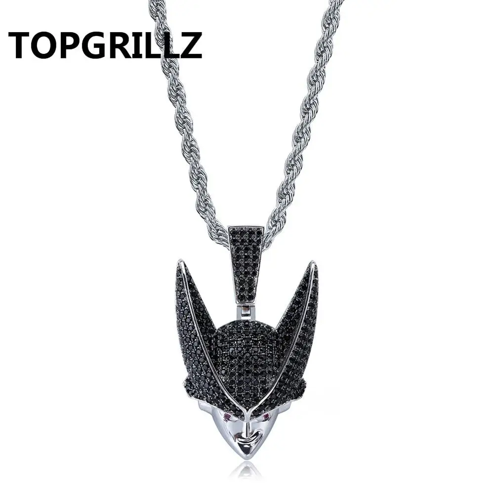 TOPGRILLZ Dragon Ball Character Cell ожерелье с кулоном из Кубического циркония в стиле хип-хоп золотого и серебряного цвета мужские подвески на цепочке ювелирные изделия - Окраска металла: Silver