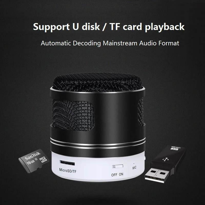 Мини Bluetooth колонки с микрофоном стерео звук поддержка FM радио TF карта