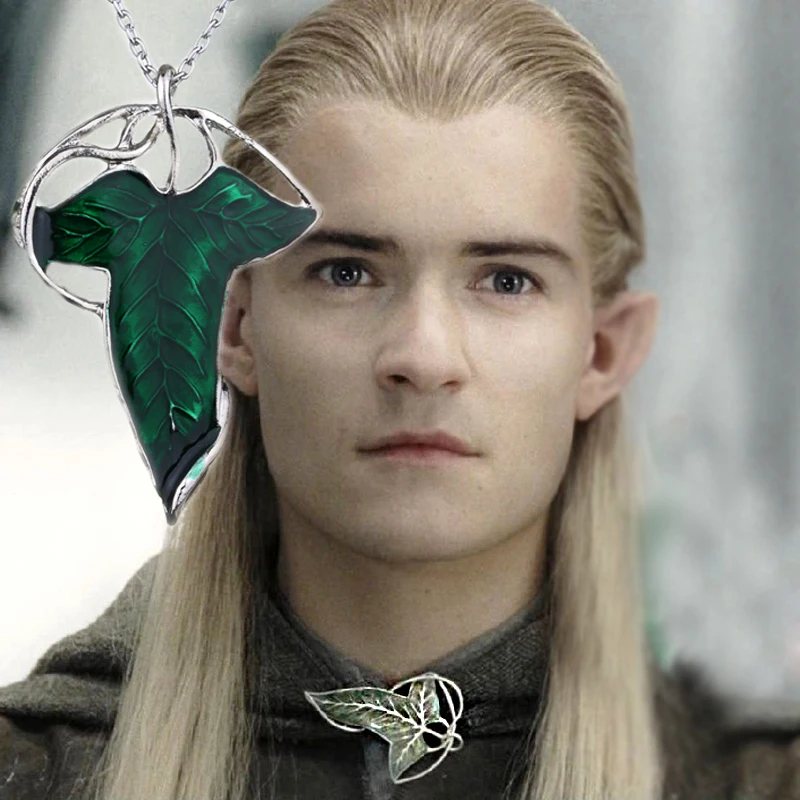 the king of elves Necklace Fairy Leaf necklace pendant Green Crystal Fashion Men Cool Jewelry | Украшения и аксессуары