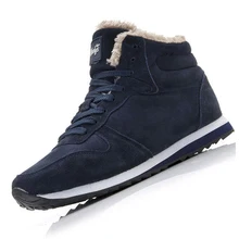 Botas de invierno para Hombre, zapatos de talla grande 48, mantener el calor, botines de cuero, zapatillas de felpa para invierno