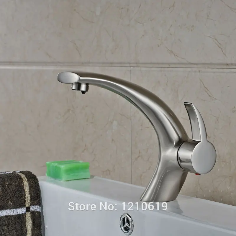 Uythner новый смеситель для раковины ванной комнаты с матовым никелем дугообразный