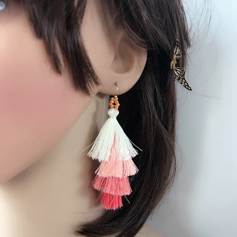 

Boho Style 4 Layers Tassel Long Dangle Earrings for Women