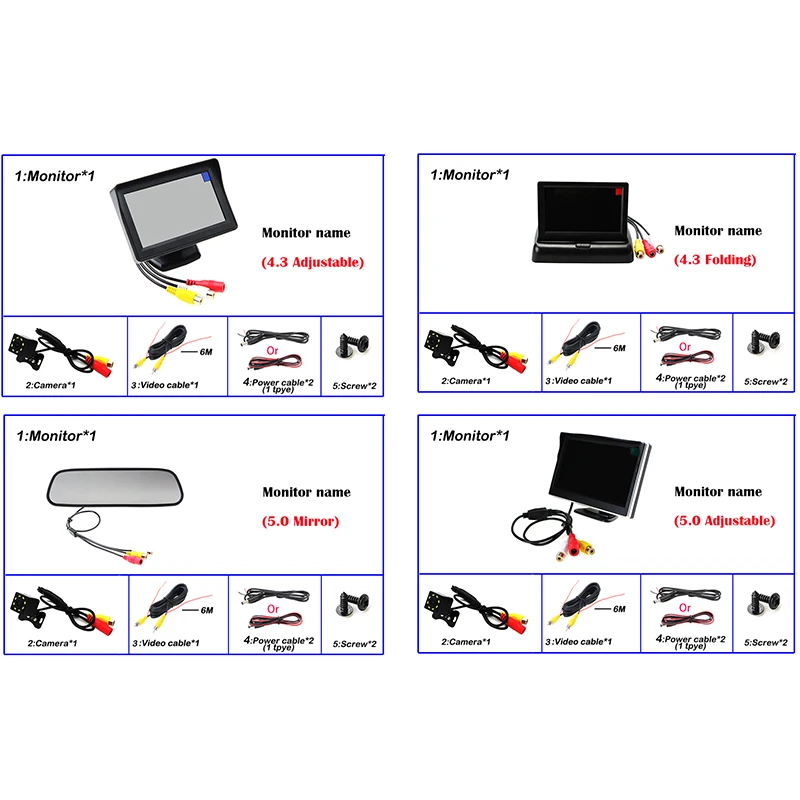 

HaiSunny 170 Degree view angle LED Night Vision Rear Backup Camera With Mini Car Reverse Parking Mirror Monitor Foldable