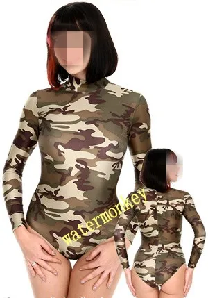 Камуфляж Высокий воротник половина пакета спандекс облегающий костюм унисекс