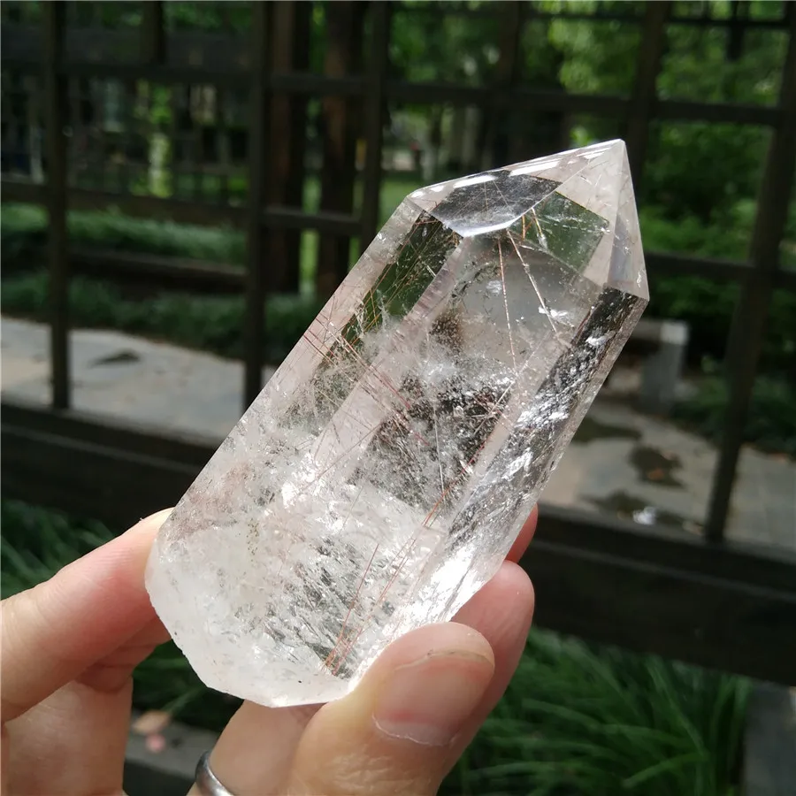 135 г Кристал фантом Wands Ghost Quartz Point Clear Scenic Crystal Chakra Healing Tool медитация кристалл