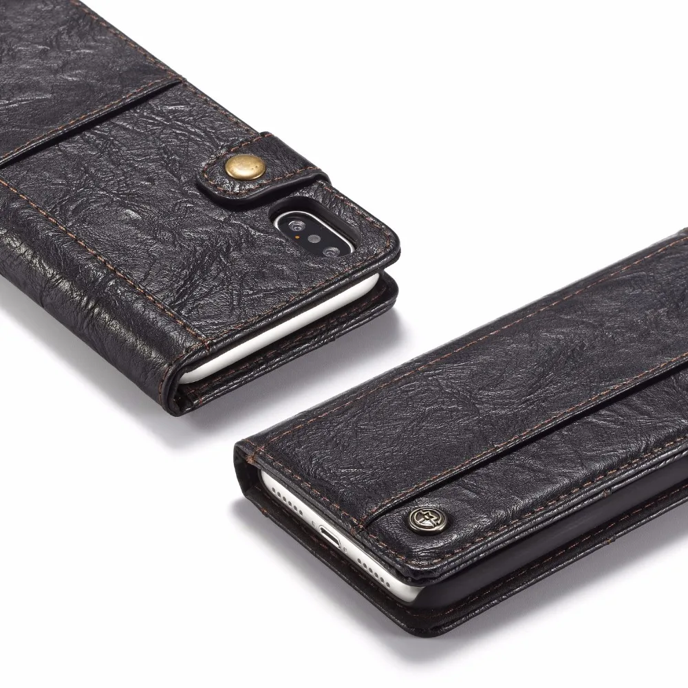 Роскошный старинный кожаный чехол для Coque iPhone X случай 3 держателя карты Vintage