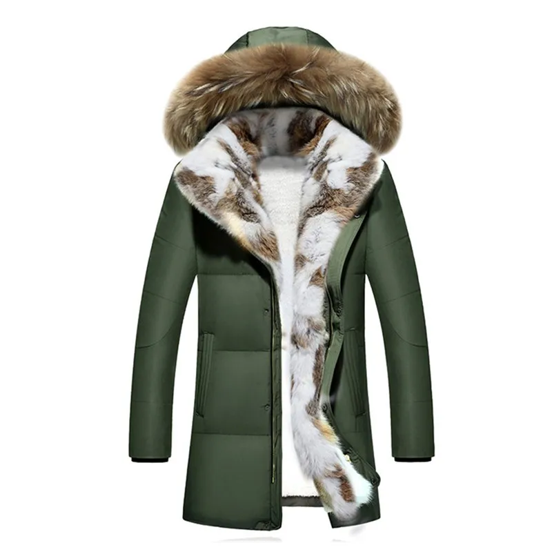 Мужской теплый пуховик с воротником из меха кролика размеры до 5XL|snow men jacket|winter
