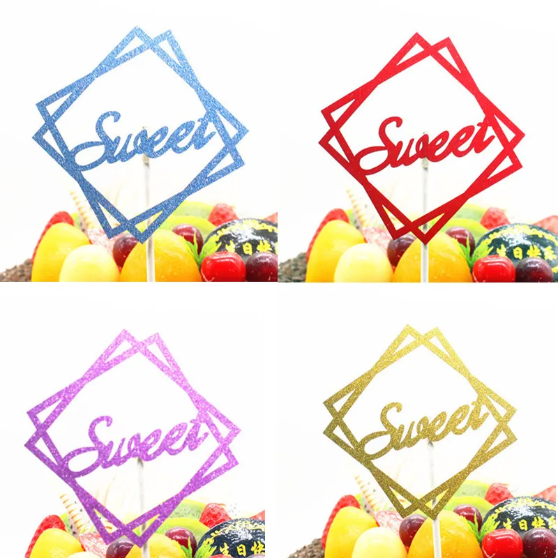 1 шт. Сладкий Свадебный торт Топпер мини квадратные блестящие флажки для торта