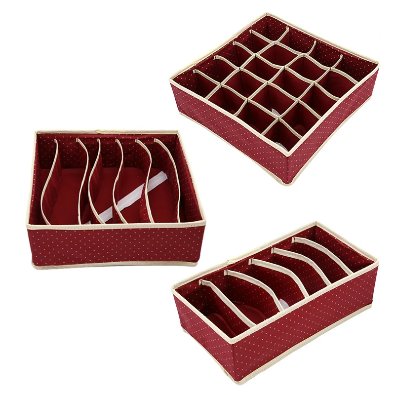 Wine 3 шт./компл. нетканый ящик организатор складная коробка для хранения нижнего белья разделитель для Бюстгальтер Галстуки Носки Ремни шкаф организации - Цвет: Wine