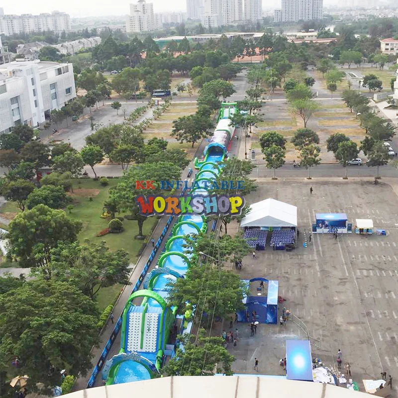 Goedkoop Extra Lange Opblaasbare Water Slide Gemeenschap Tuin Stad Vierkante Water Park