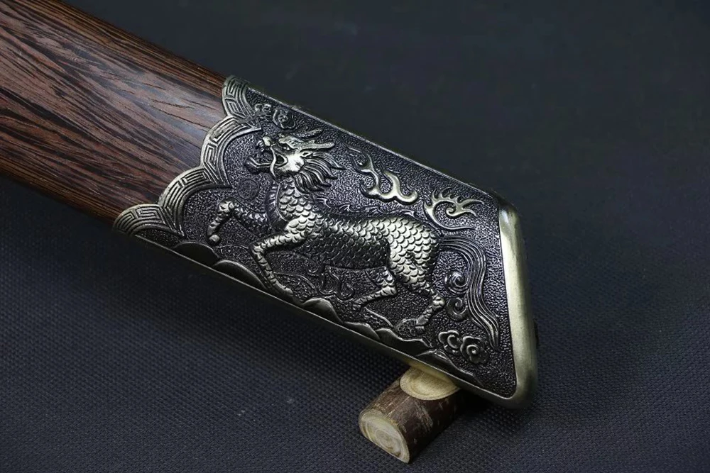 Damascus Folded Steel or High Manganese Steel Blade Forged Chinese Kang XI Emperor BAO DAO Sword Full Tang