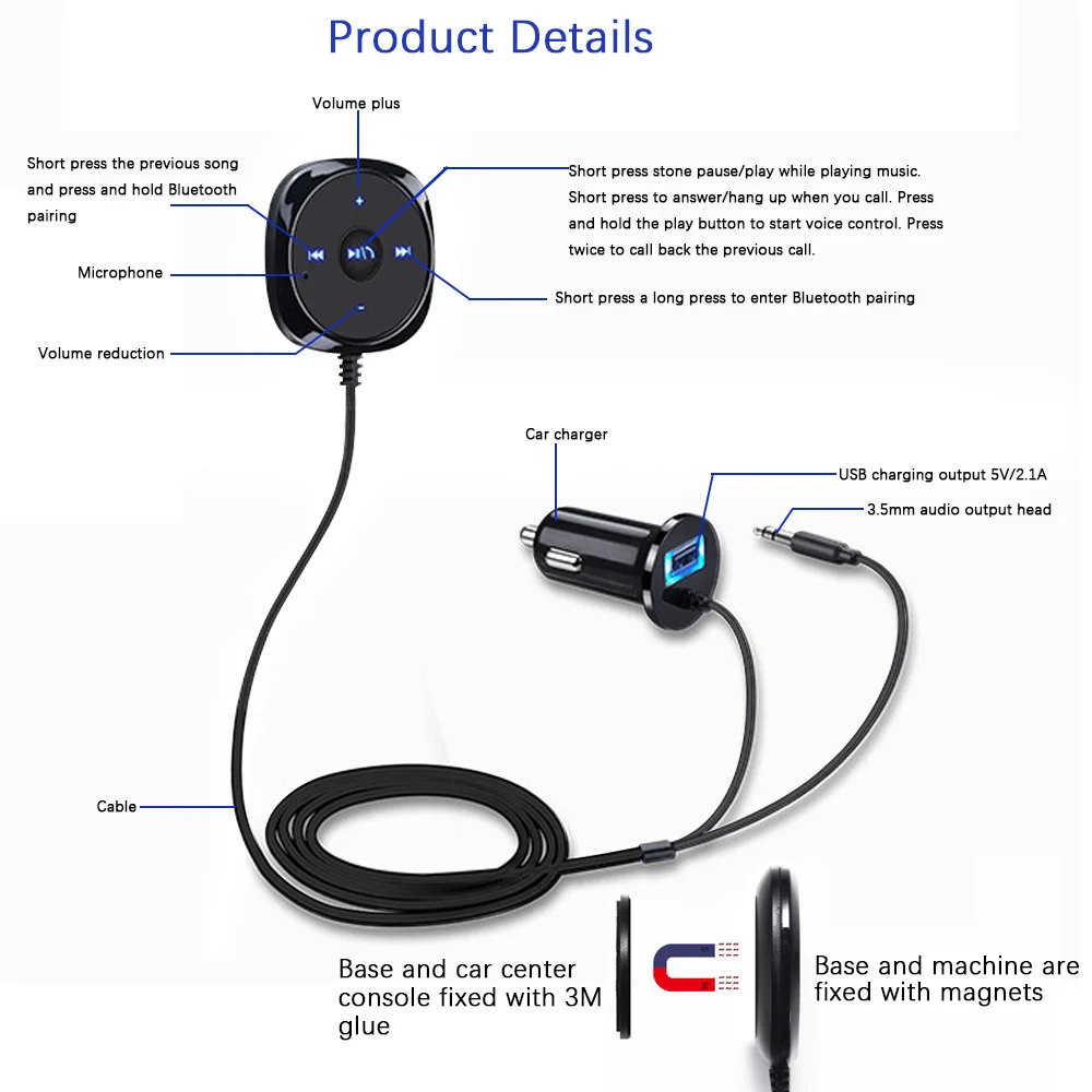 Автомобильный Bluetooth 3 5 мм AUX автомобильный комплект свободные руки аудио
