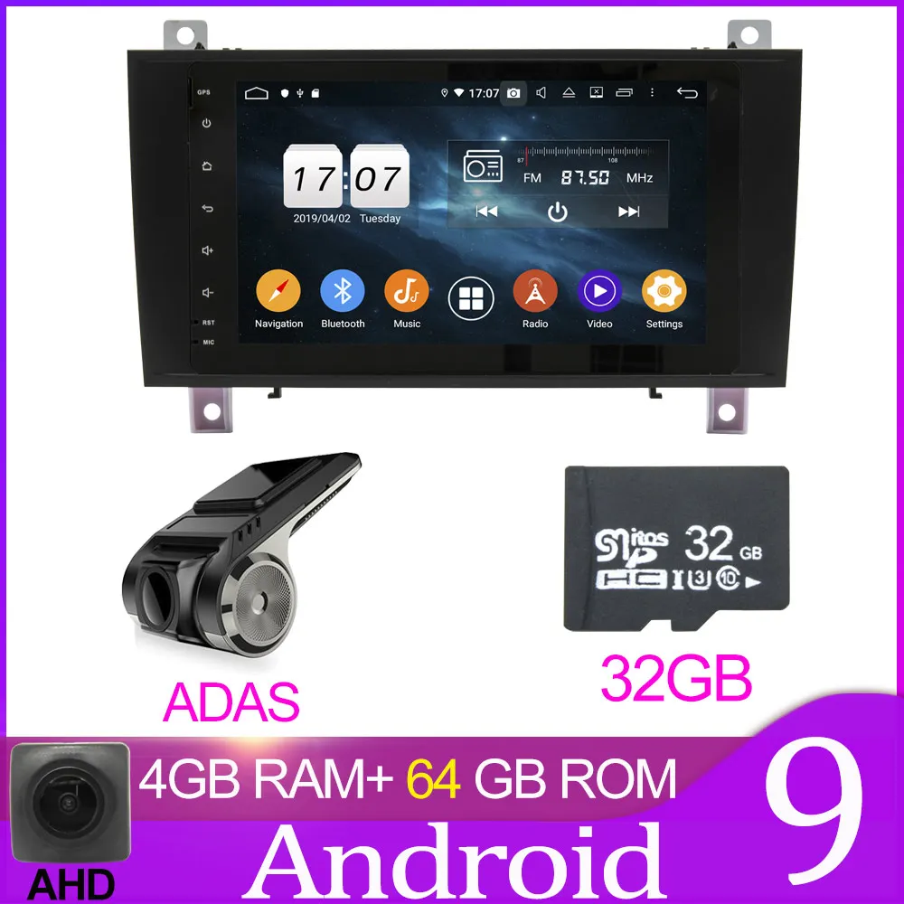 64GB with ADAS Owtosin автомобильный Радио мультимедийный видео плеер навигация gps Android 9,0 для Mercedes-Benz SLK Class R171 W171 c-класс W203 CL203 - Цвет: 64GB with ADAS