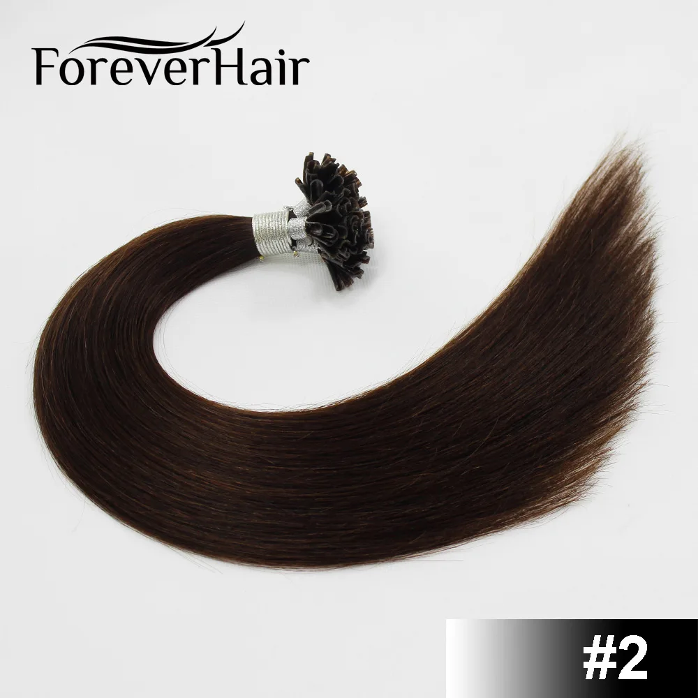 #2 Накладные волосы FOREVER, 1 г/локон, 16 дюймов, 18 дюймов, 20 дюймов, натуральные волосы Remy fusion для наращивания, красный Кератиновый наконечник, натуральные человеческие волосы для наращивания, 50 шт./ПАК - Цвет: #2