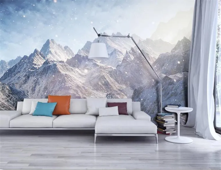 3d обои величественные горы кунлун HD фото покрытые фресками свитки для гостиной