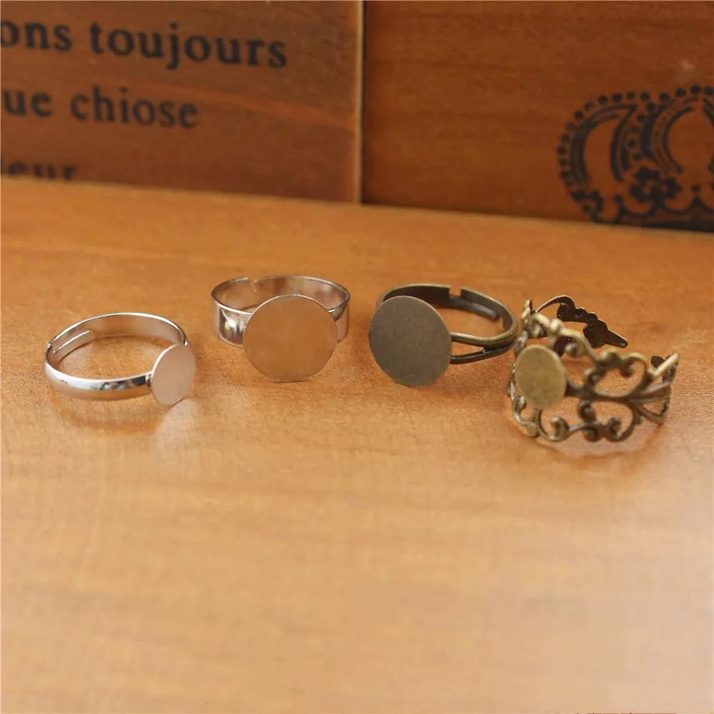 

10pieces Adjustable 6mm 8mm 12mm Brass Ring setting base Cameo Cabochons Setting Tray jewelry findings