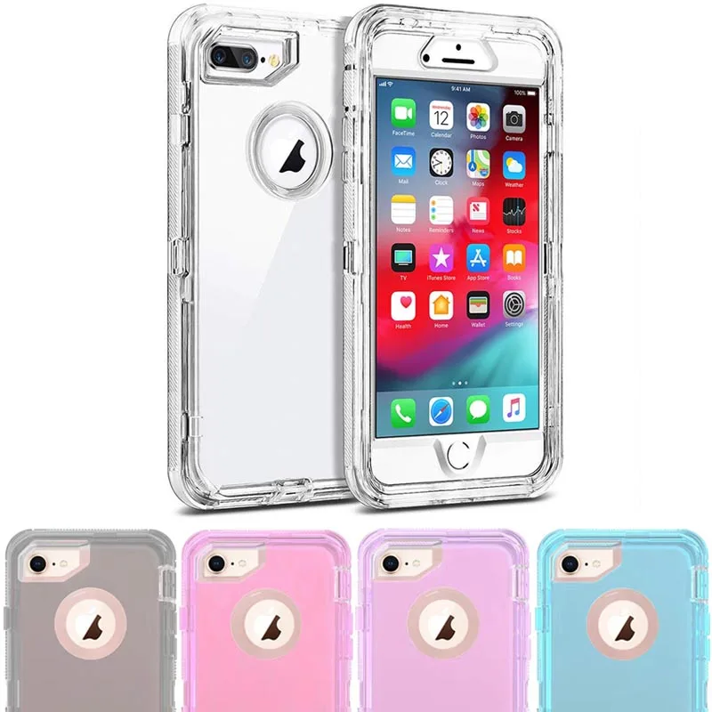 3 in 1 Clear Robot Transparent Case Cover for iPhone X XS MAX 8 7 Plus 360 Full Protect Shockproof Hard PC Cute Bling |