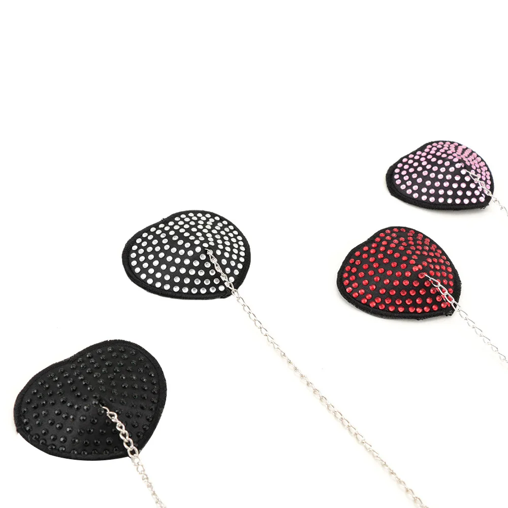 Сексуальное покрытие для сосков со стразами и цепочкой многоразовый женский