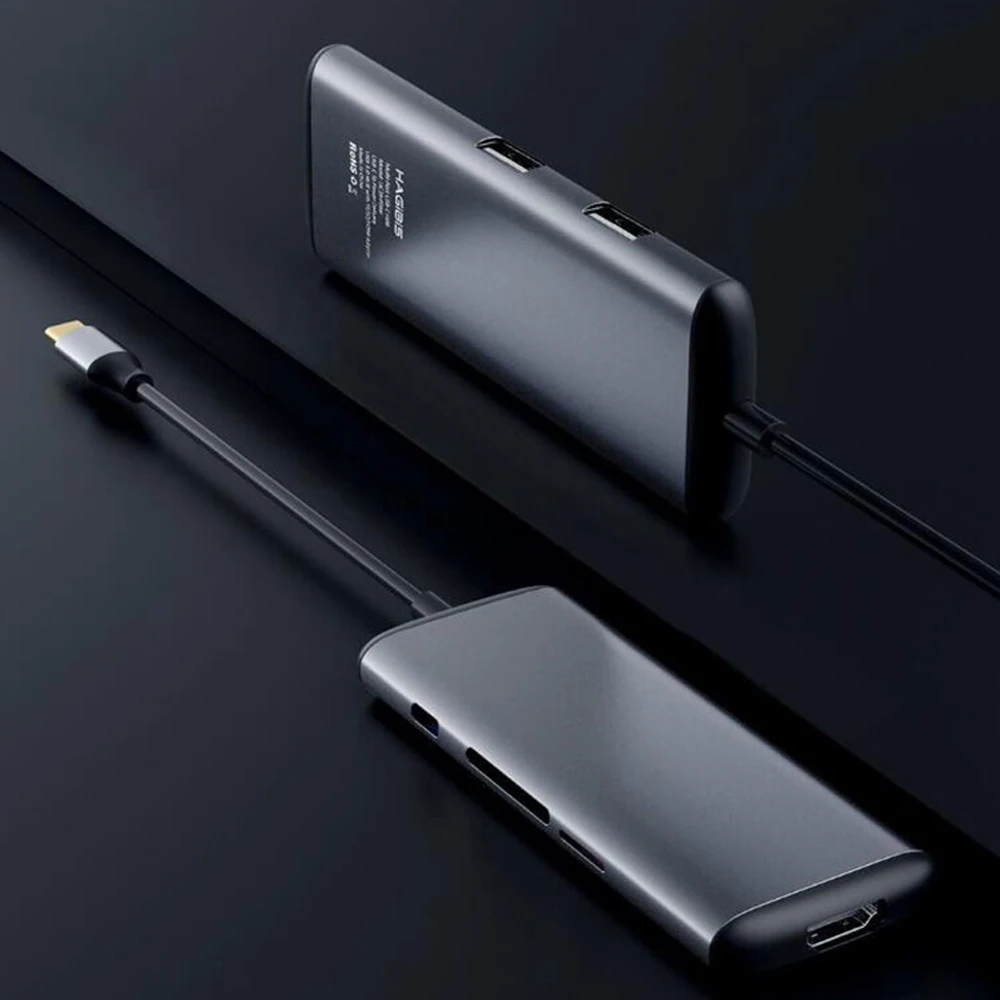 Xiaomi mijia hagios 6 в 1 type-c к HDMI USB 3,0 устройство для чтения карт SD TF PD зарядный адаптер концентратор для iPhone мобильного телефона ПК