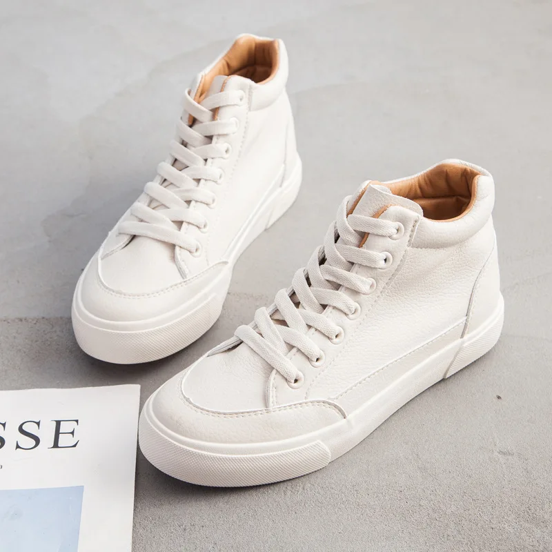 SWYIVY Chaussure Femme White Shoes Woman Autumn Women Sneakers New Ladies Shoe Solid Sneakers For Women High Top Sneaker