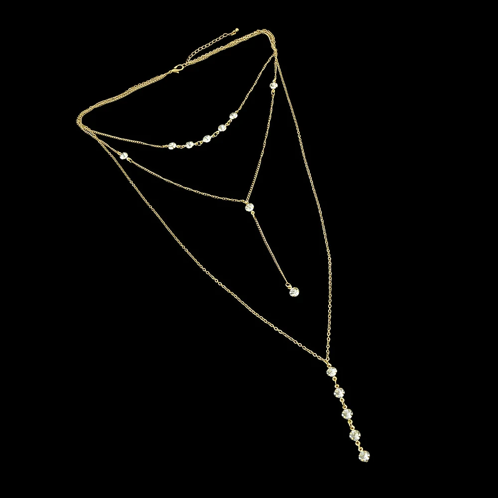 Feelshine BOHO Ювелирных изделий Цвет серебро длинные нескольких слоев цепи с горный