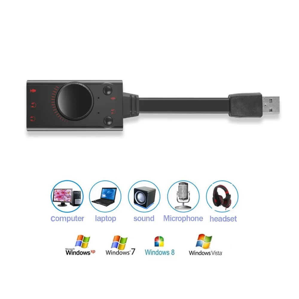 KOTION каждый USB 2 0 Звуковая карта 3D Виртуальный 7 1 канальный адаптер аудио кабель