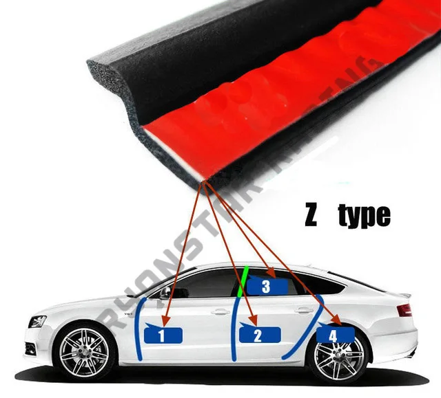 Ryanstar Универсальная автомобильная резиновая уплотнительная лента 4 м z тип