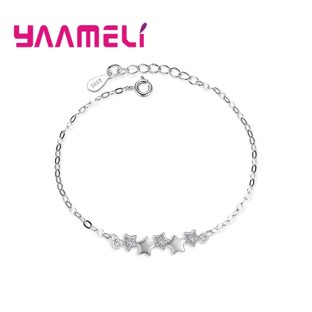 

New Fashion Hot 925 Sterling Silver Classic Bracelets Compact Star Shape Modern Hard Cubic Zirconia Jewelry Present