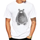 Новинка 2019, популярная Летняя мужская рубашка с принтом медведя ручной росписи, брендовая Модная рубашка, футболка с милым медведем