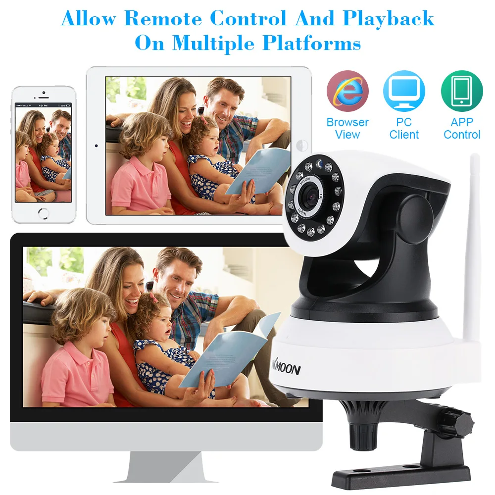 

KKmoon Wireless Wifi 1080P H.264 2MP AP IP Network Home IR Security Camera P/T Webcam Wireless IP Security Cam WIFI Baby Monitor