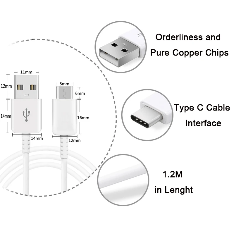 USB Type-C быстрое Адаптивное зарядное устройство Samsung для смартфонов GalaxyS8 + S9 Note8 с