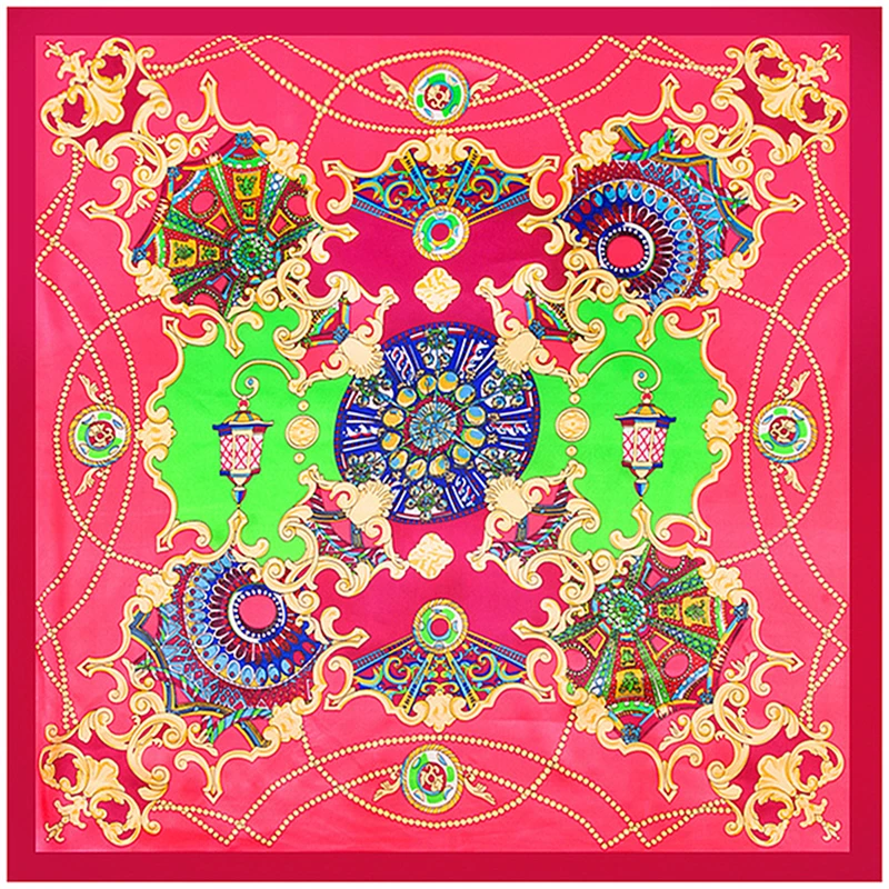 Модные европейские дворцовые цепи с принтом атласный квадратный шарф для женщин