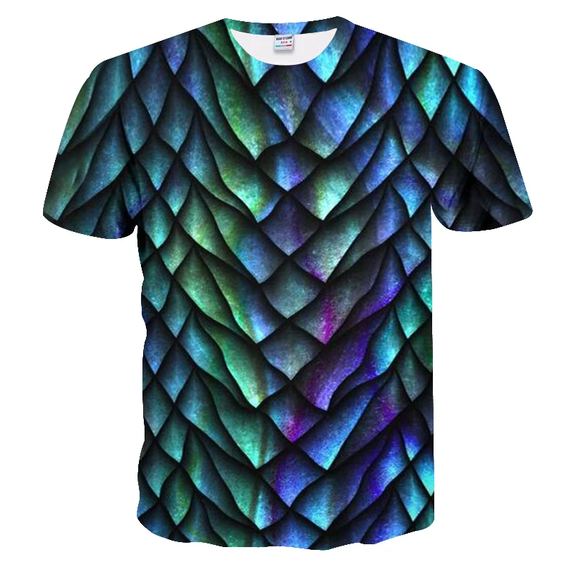 Мужская модная футболка с принтом рыбья чешуя Повседневная короткими рукавами