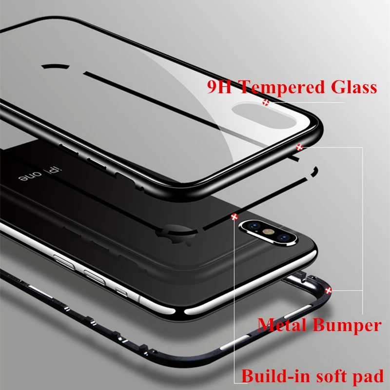HOTR Магнитный поглощающий чехол из закаленного стекла для iphone xs max с металлическим