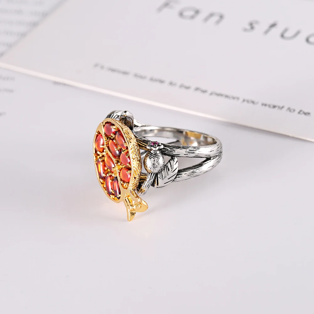 Boho, Красный Кристалл, кольца для женщин и девочек, фруктовый гранат, гранат, кольца Bague Femme Anillos Mujer, CZ обручальные кольца с камнями Z4