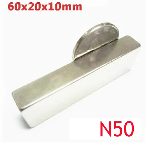 1pcs 60x20x10 Magnets Block Neodymium N52 Disc Rare Earth Super Strong Fridge Magnet 60*20*10 mm 60 x 20 10 | Обустройство дома