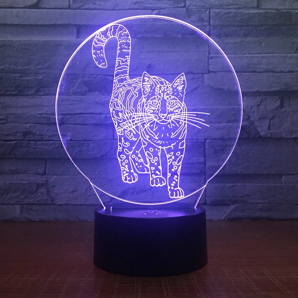 Ночник с милым котом 3D креативная электрическая иллюзия светодиодсветодиодный