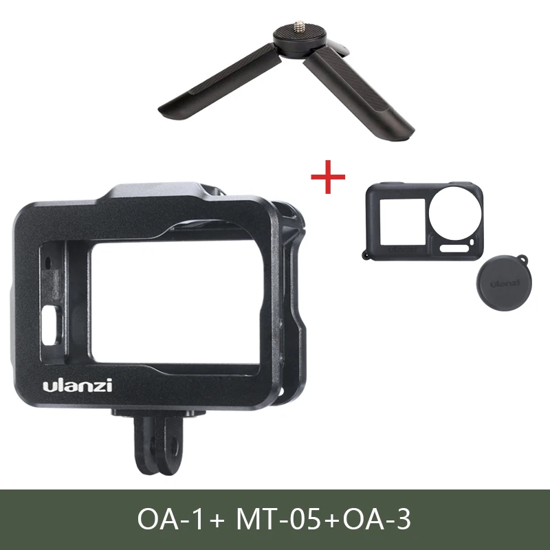 Ulanzi OA-1 Vlogging металлический чехол для Dji Osmo Action Vlog чехол с холодным башмаком для микрофона светодиодный светильник - Цвет: OA-1 OA-3 MiniTripod