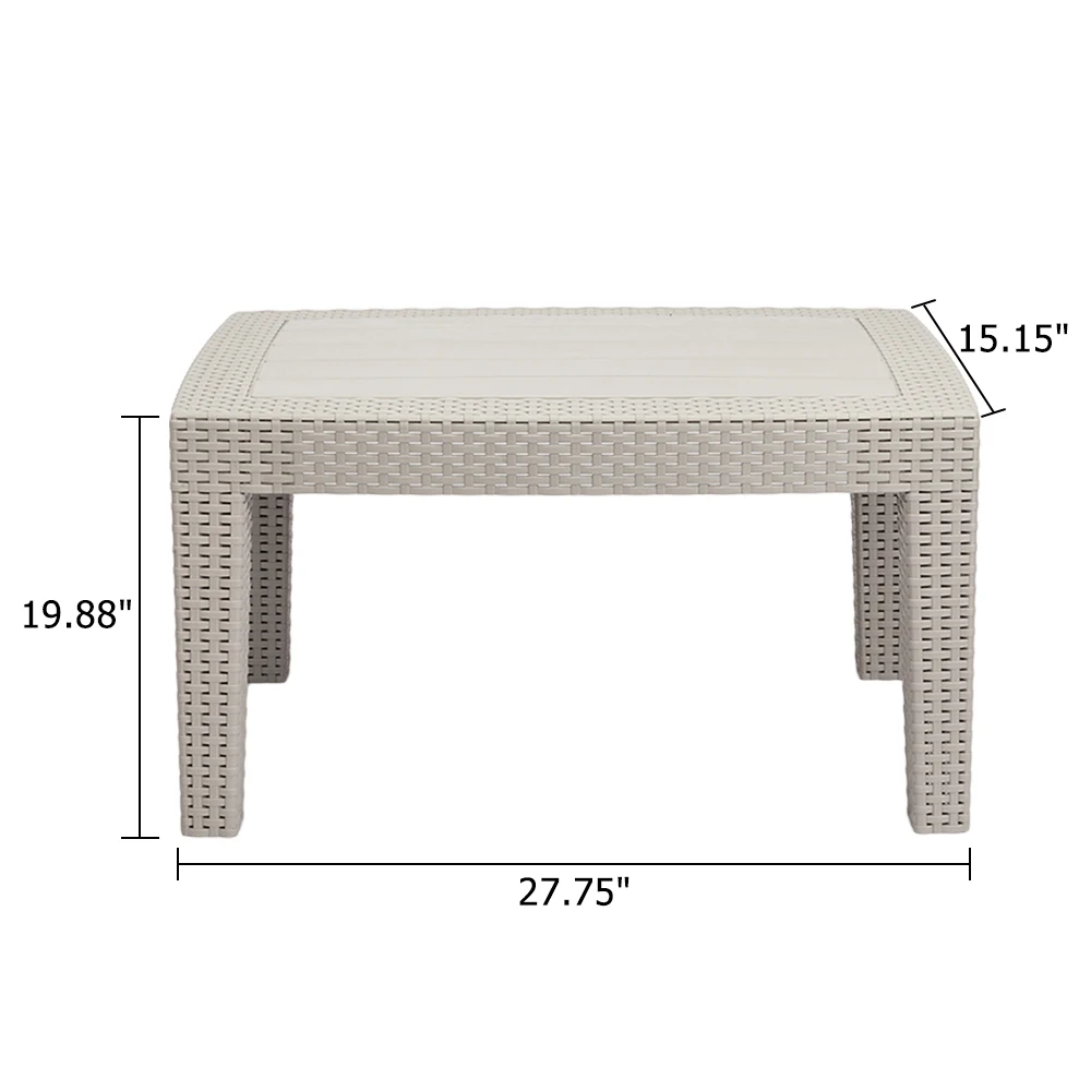 Уличный прямоугольный кофейный столик устойчивый к атмосферным воздействиям