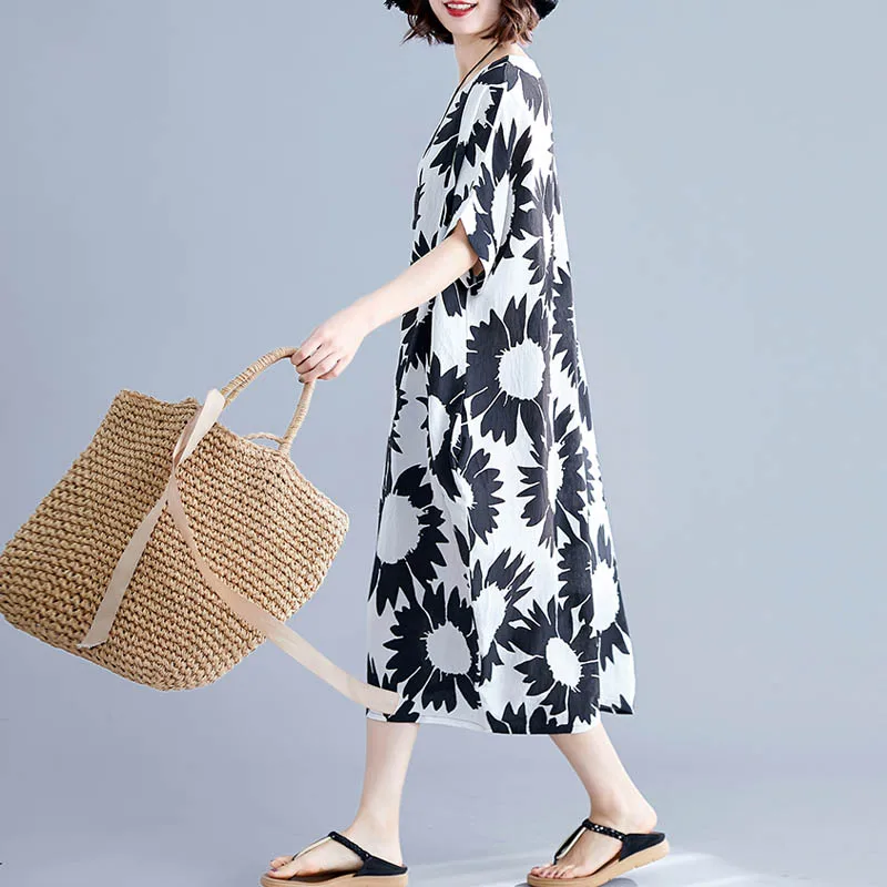 Женское длинное платье в винтажном стиле Свободный Повседневный Сарафан из