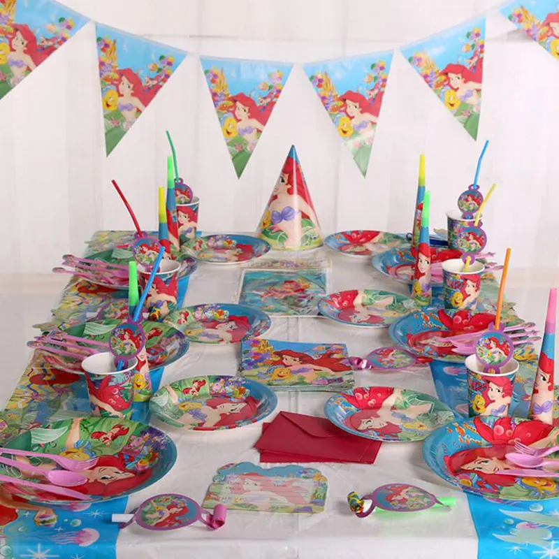 6 человек Русалка тема украшения реквизит джунгли плиты Баннер Дети День