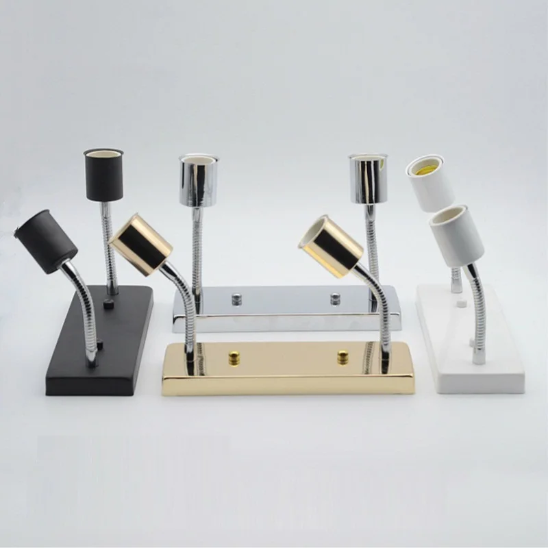 

Soft Tube Adjustable Double heads E27 Wall Socket Wall Mounted Lamp Socket rectangular Lamp Holder Edison Wall Sconce Lamp
