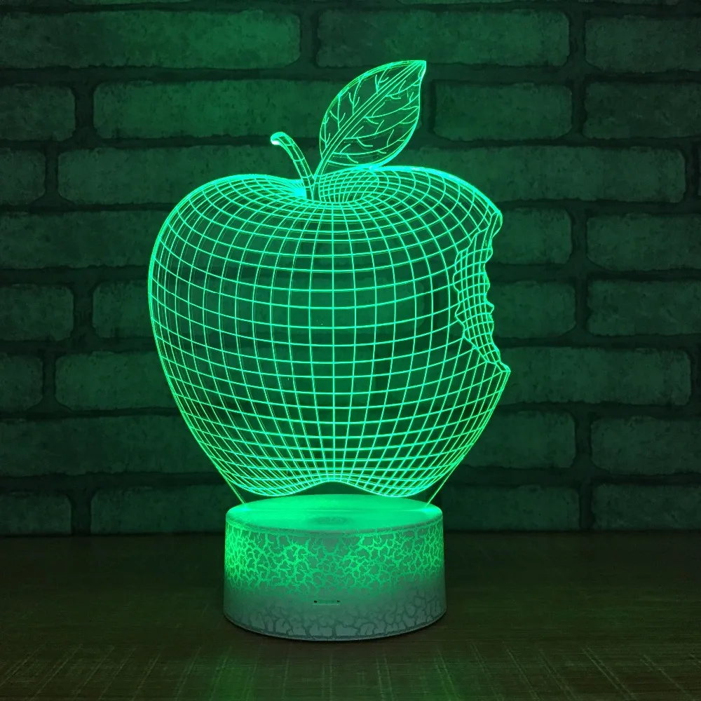 7 видов цветов креативный 3D Apple ночник USB Led сенсорный переключатель домашний