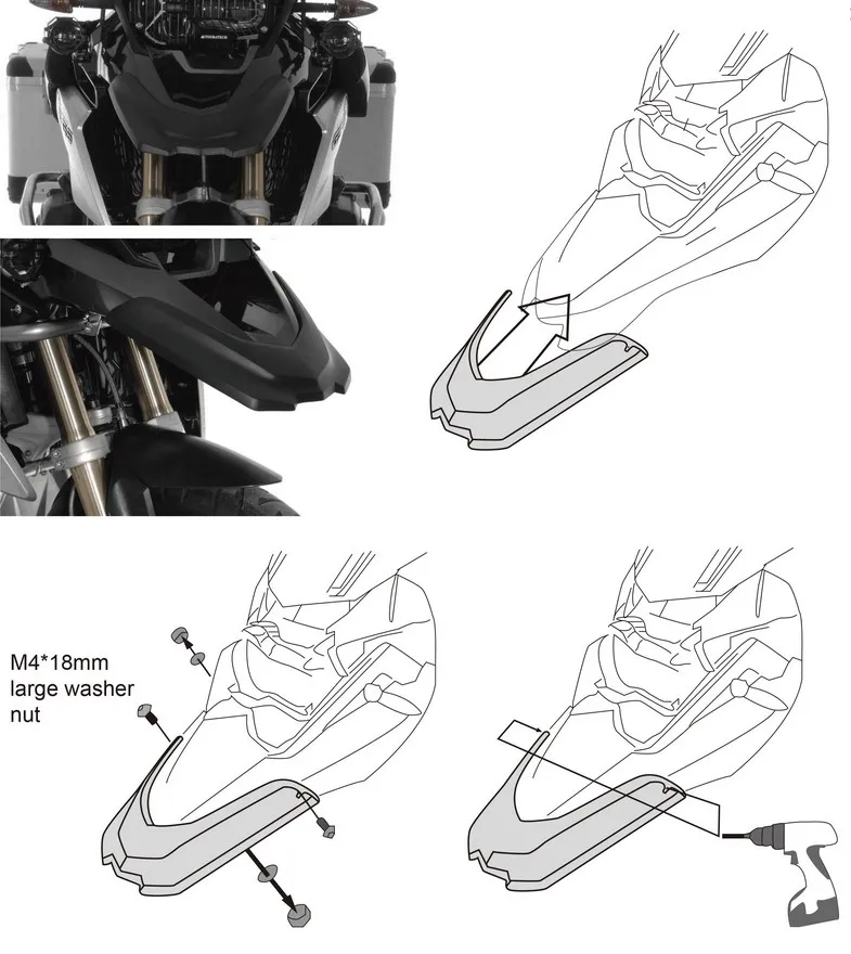 Черные Мотоциклетные аксессуары удлинитель переднего крыла клюва колпачок
