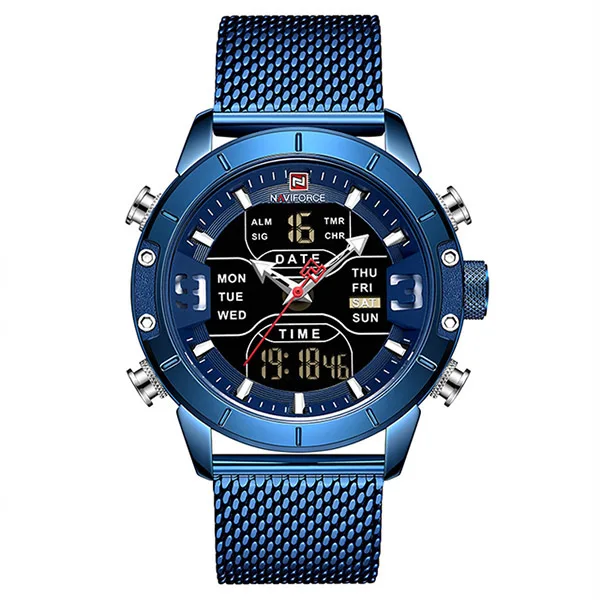 BEBE NAVIFORCE, мужские часы, Лидирующий бренд, роскошные спортивные часы, светодиодный, военный, водонепроницаемый, стальной ремешок, наручные часы для подарка, relogio masculino 9153 - Цвет: BEBE