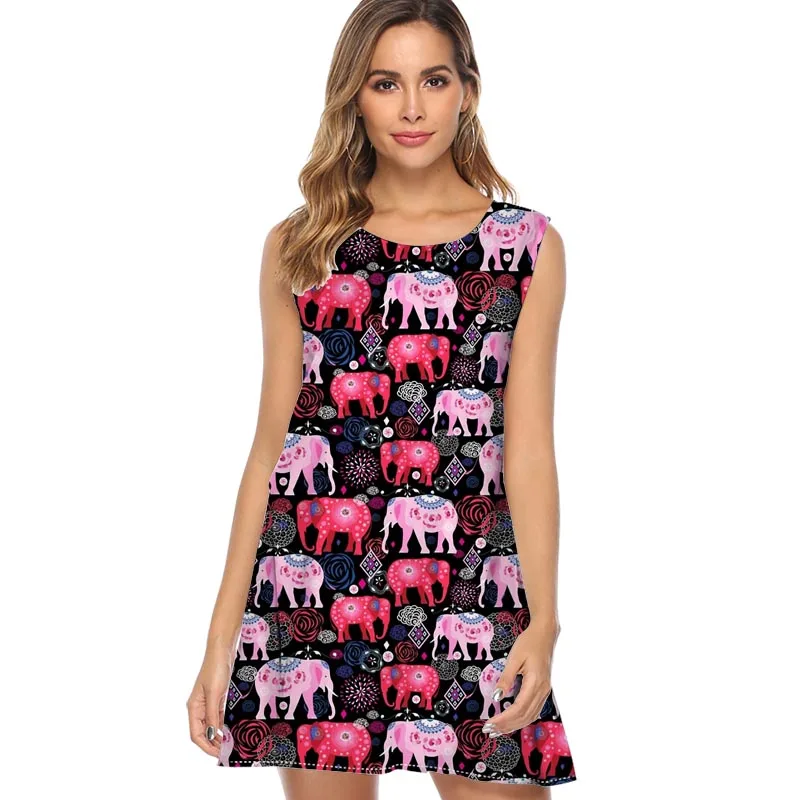 

Bug Galaxy new arrival 2019 women party printed casual mini dress for women summer Sleeveless sexy Short fashion dress